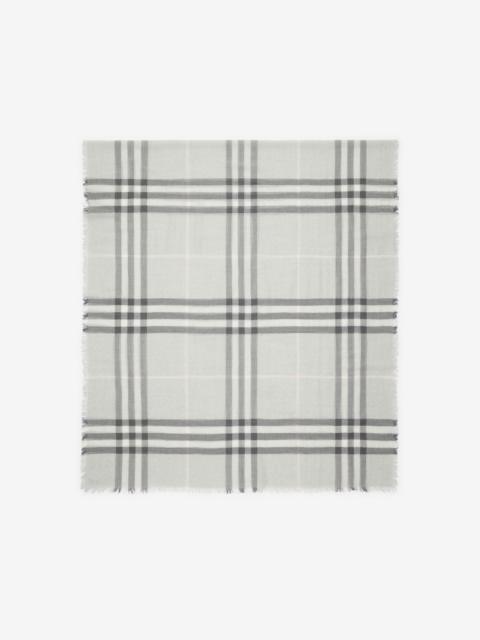 Wide Check Wool Scarf