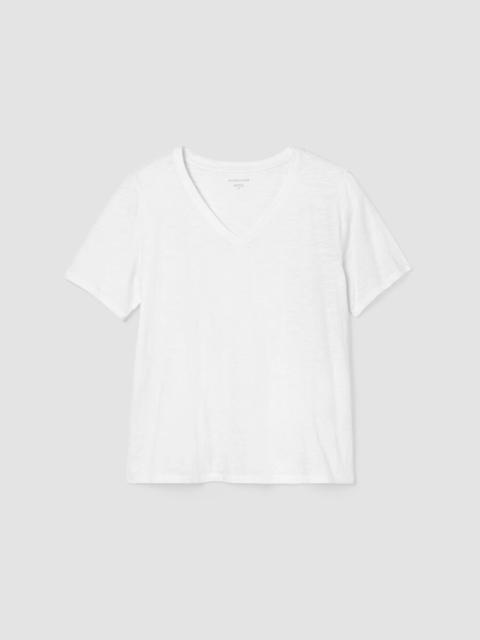 Organic Cotton Slubby Jersey V-Neck Tee
