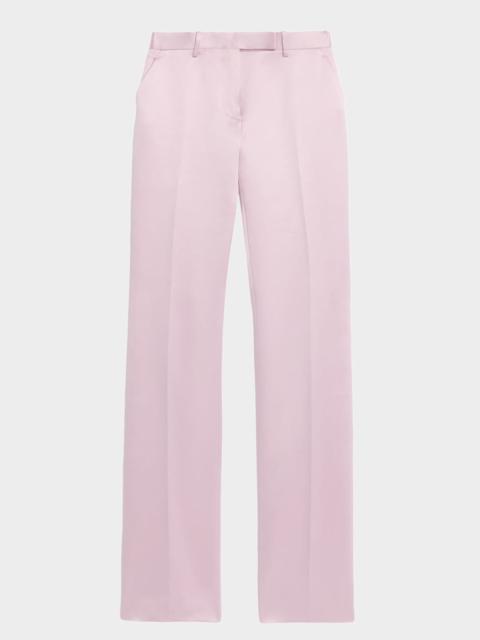 Satin Straight-Leg Tailored Pants