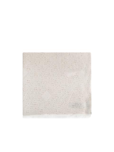 fringed patterned scarf