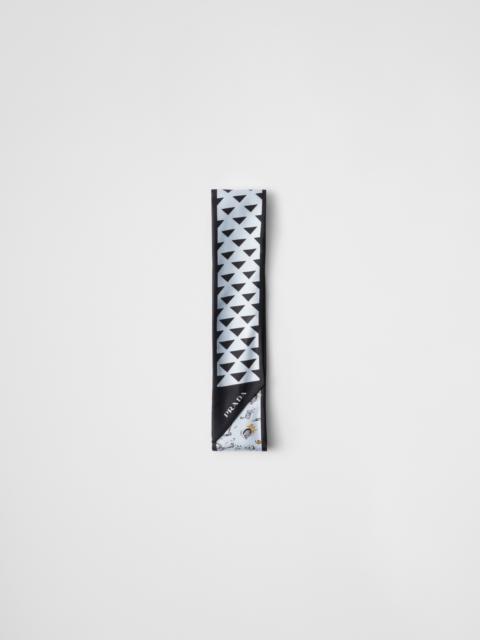 Printed silk twill skinny scarf