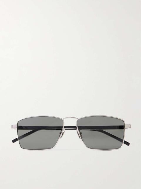 Square-Frame Silver-Tone and Acetate Sunglasses