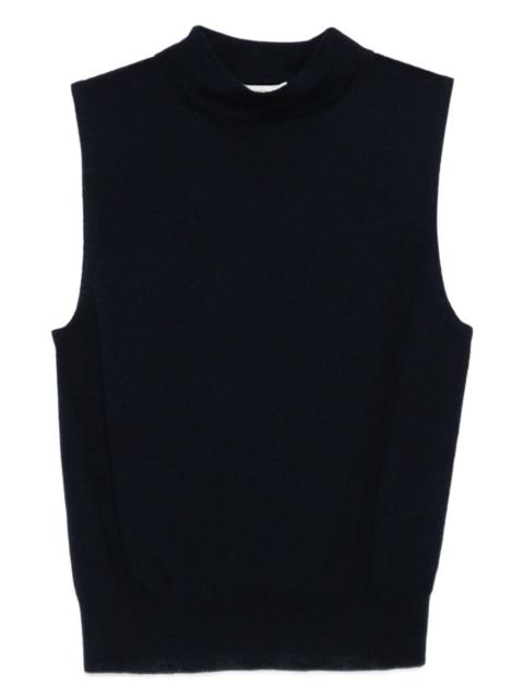 high-neck sleeveless top