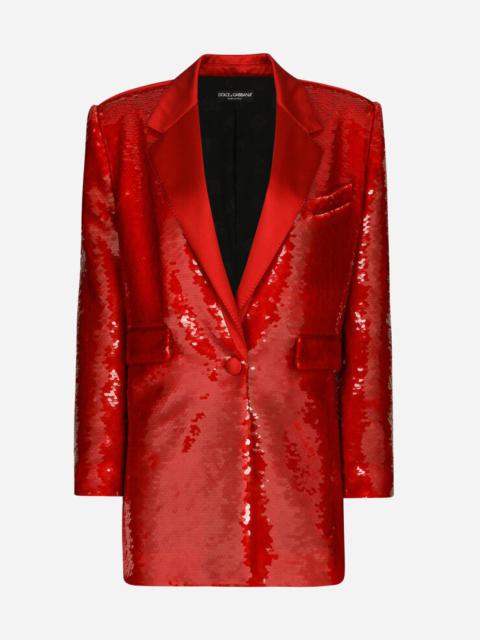 Single-breasted sequined jacket