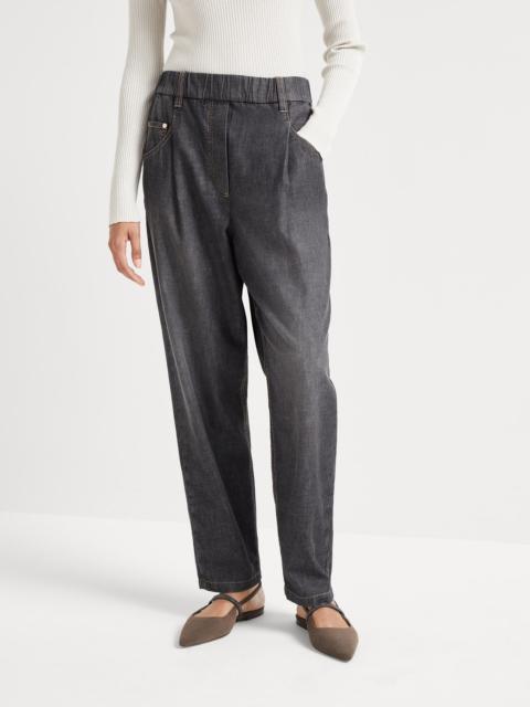 Lightweight denim five-pocket trousers