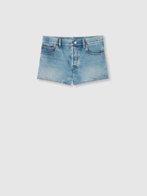 Stonewashed denim shorts