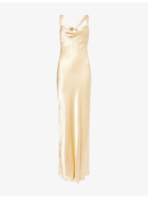 Gia Halterneck Satin Maxi Dress