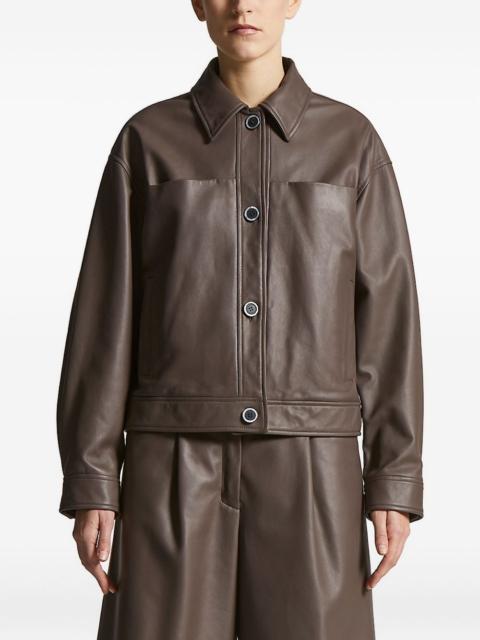 button-fastening leather jacket