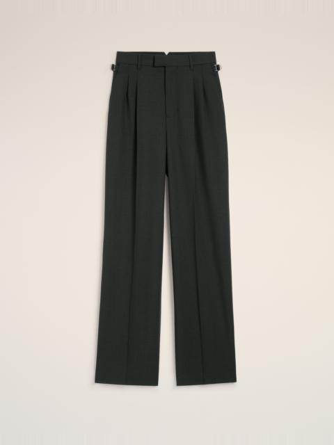 BLACK WOOL HIGH WAIST WIDE TROUSERS