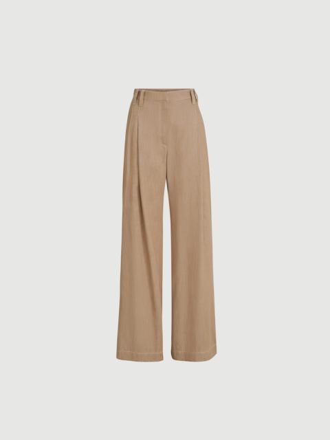 Denim-effect twill smart wide trousers with monili