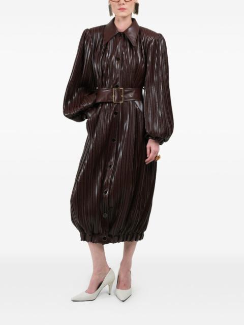 pleated long bomber coat