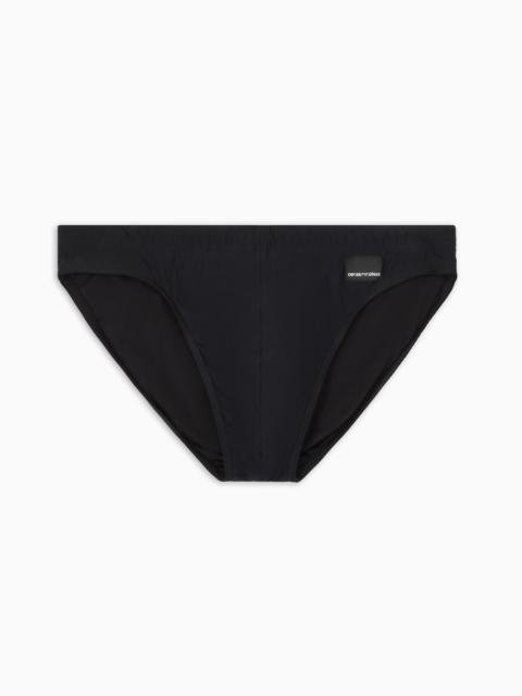 BLACK EDITION SWIM BRIEFS WITH LOGO PATCH