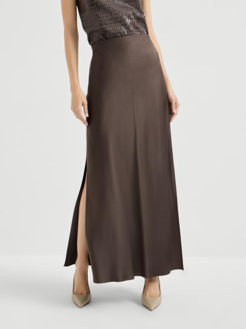 Satin cady fluid bias-cut skirt