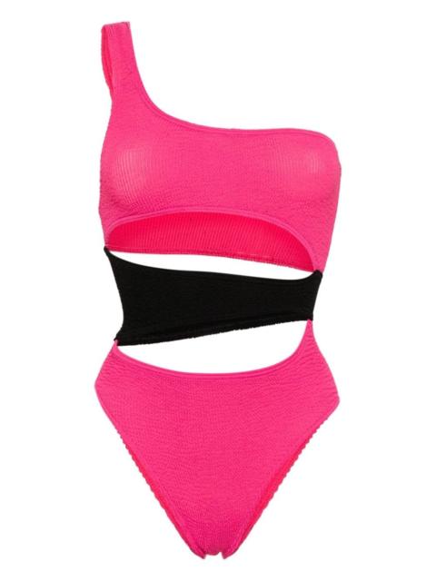 Splice cut-out smocked swimsuit