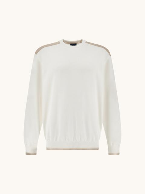 CREW‑NECK SWEATER IN PIUMA COTTON WITH TECHNICAL FABRIC DETAILS