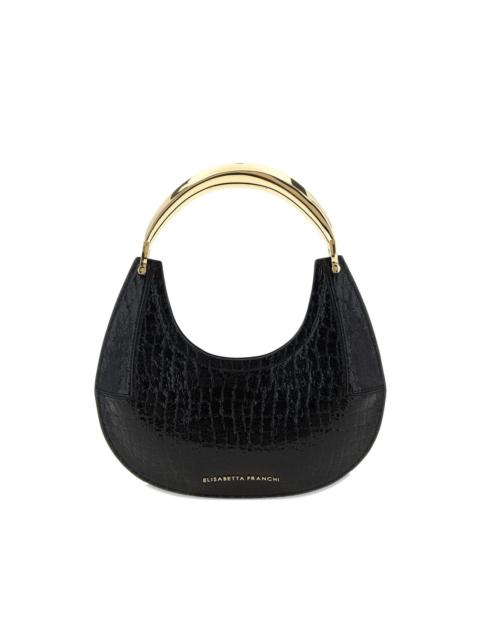 crocodile-print half-moon shoulder bag