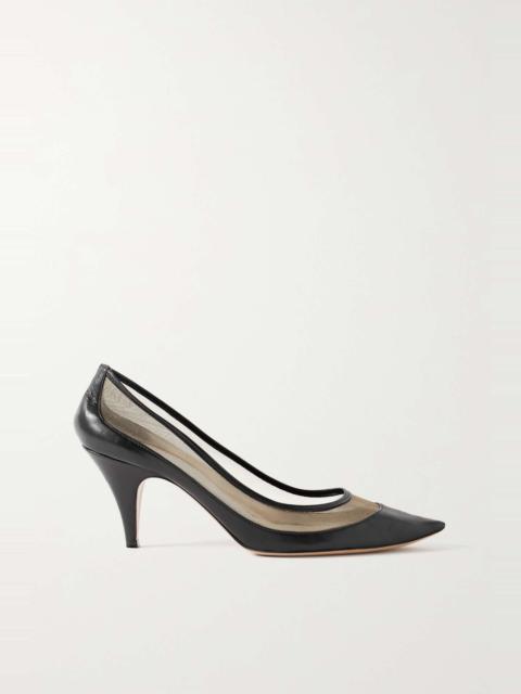 River Iconic mesh and leather pumps