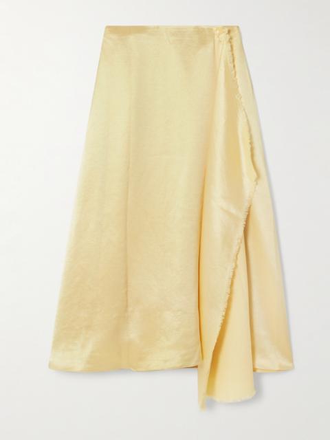 Verlap Draped Frayed Dupioni Wrap Maxi Skirt