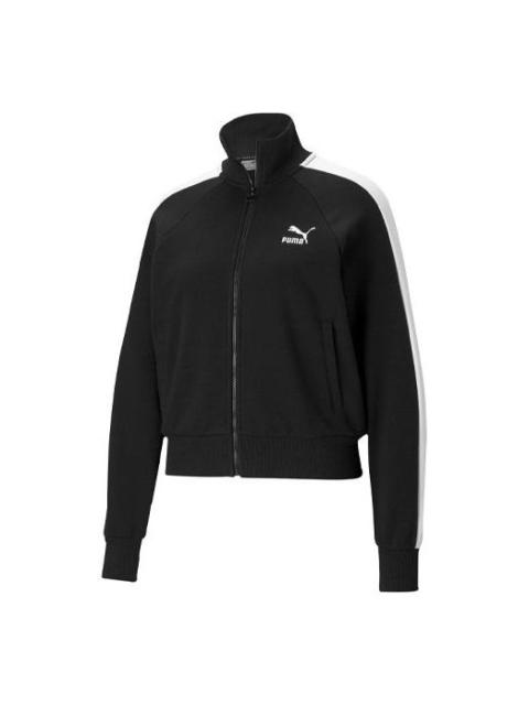 (WMNS) PUMA Iconic T7 Logo Printing Stand-up Collar Jacket Black 531411-01
