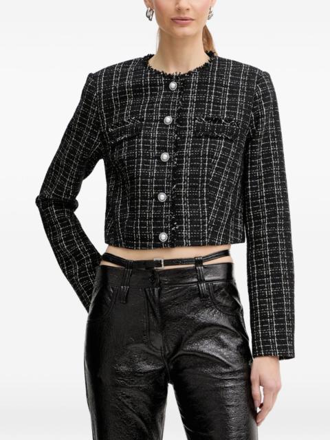 pearl-button tweed jacket