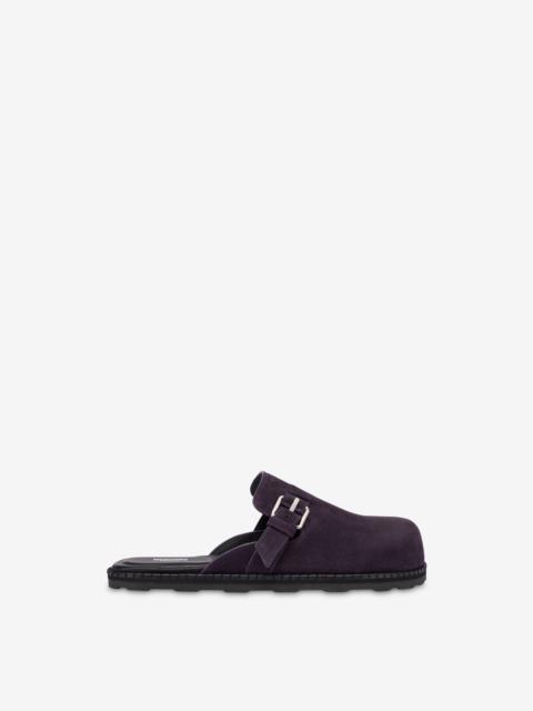 SUEDE SABOT WITH STRAP