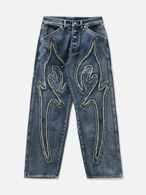 DENIM TRIBAL PANTS