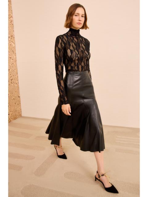 Noemi Fit and Flare Leather Skirt