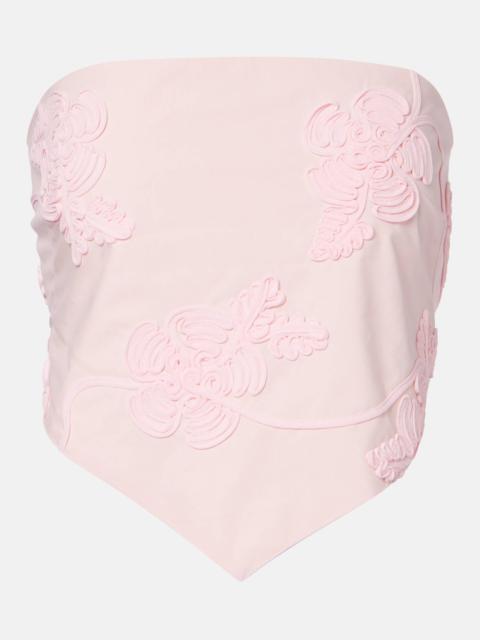Appliqué strapless cotton top