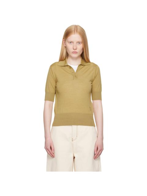 Khaki Wool Tonal Ami de Coeur Polo
