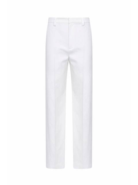 White diagonal Loose Flared trousers with monili