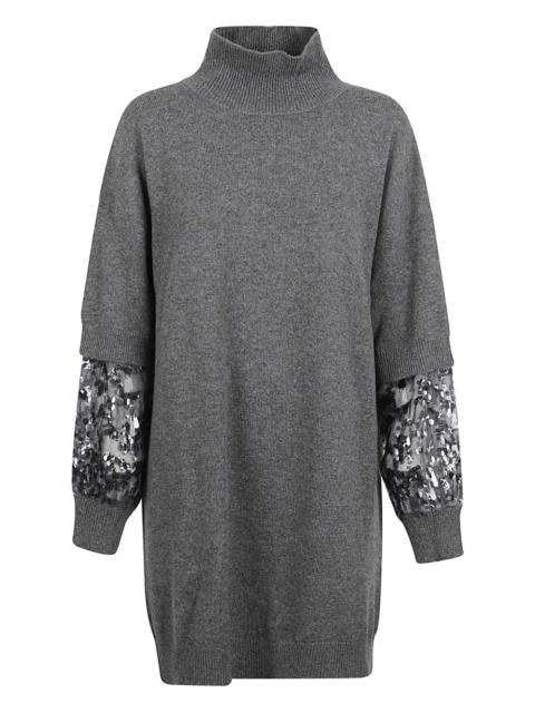 high-neck sequin mini dress