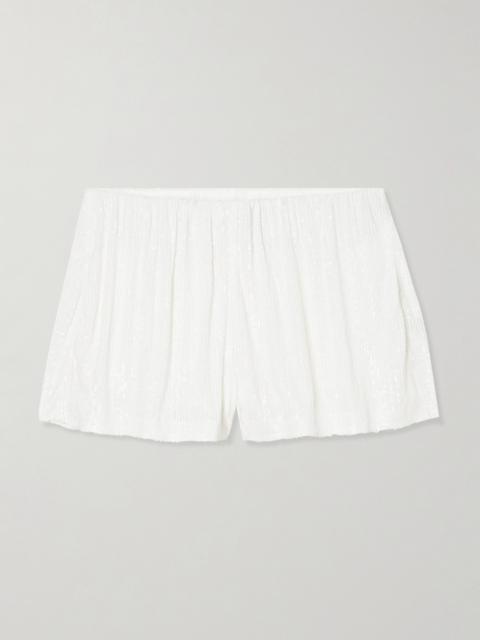 Boyfriend Elephant Sequined Stretch-mesh Shorts