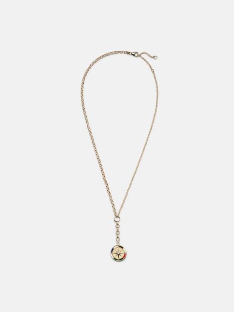 Internal Compass 18kt gold necklace with diamond and enamel