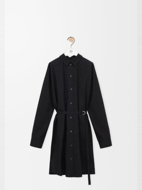 Shirt dress in silk and cotton