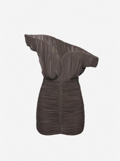 Asymmetrical petal mini dress in brown