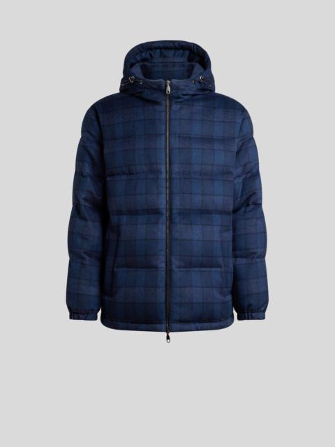 WOOL AND CASHMERE DOWN JACKET WITH CHECK MOTIF