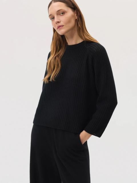 Mesh Rib Cashmere Black Jumper