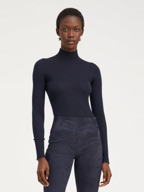 NAVY CASHMERE MOCK NECK