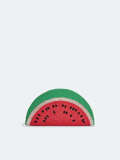Beaded Lune Clutch in Watermelon