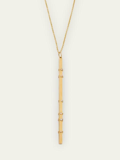 14K Yellow Gold Fluted Bar Charm with Diamonds