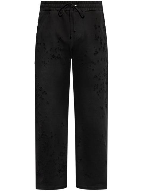 distressed finish straight-legged jogging trousers