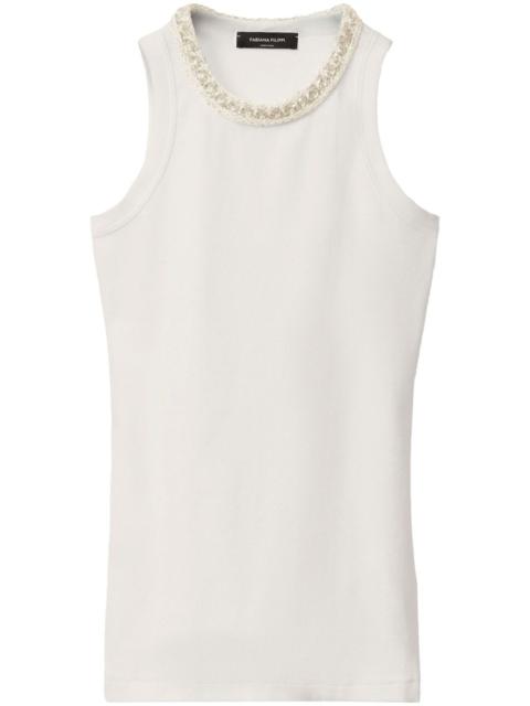 embroidered-neck tank top