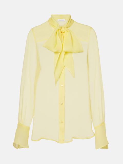 Sheer tie-neck silk chiffon blouse