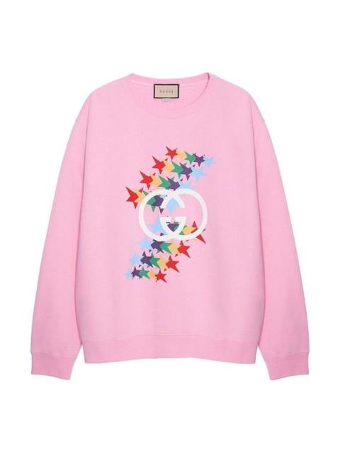 Interlocking G star flash print cotton sweatshirt