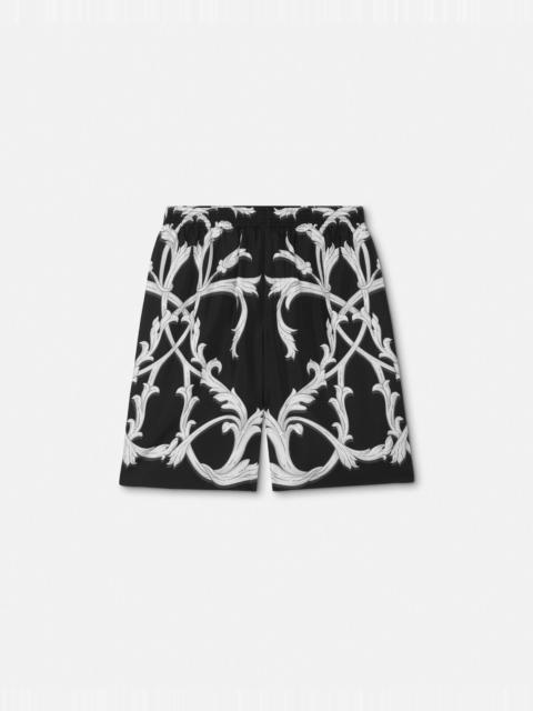 Acanthus Leaves Silk Shorts