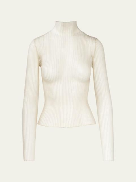 Modern Mist Translucent Ribbed Turtleneck