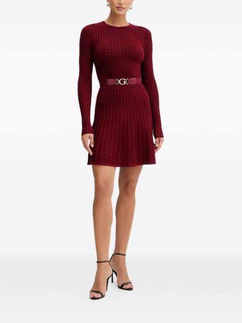cable-knit belted mini dress