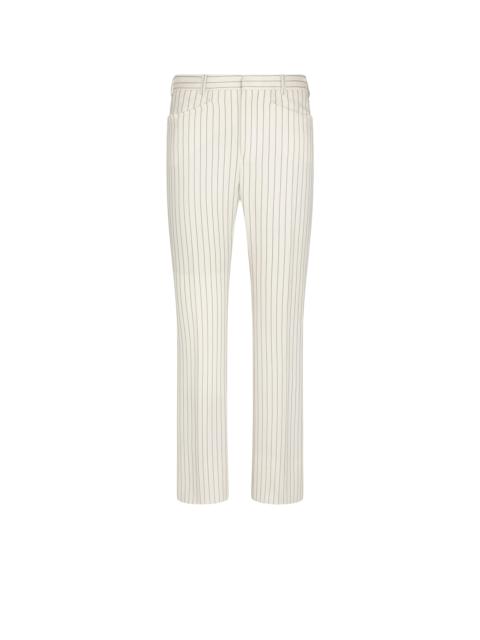 STRIPED WOOL AND SILK BLEND "WALLIS" TAILORED PANTS