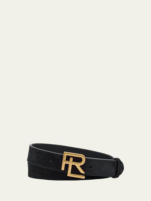 Men's RL-Buckle Calf Suede Belt