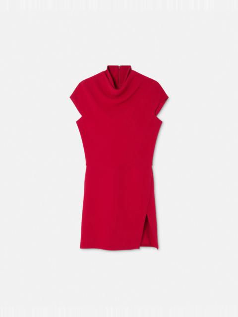 Cady Draped-Neck Slit Mini Dress